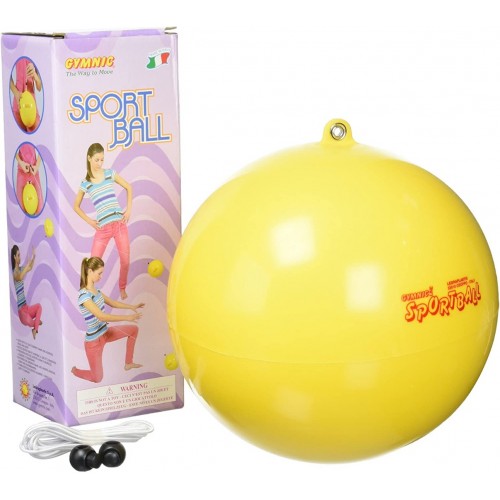 Sport ball f20cm - yellow with elastic band