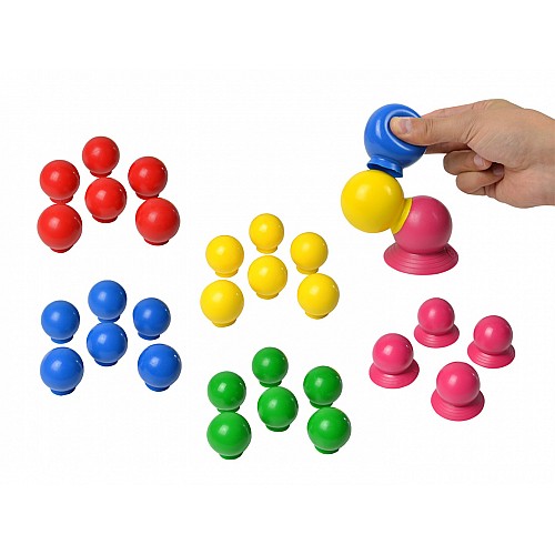 Thera Bolly set – set of 28 pcs. different colored balls suction cups