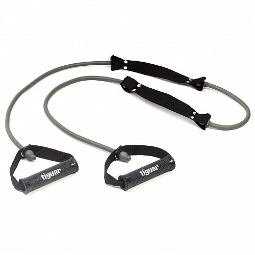 Фитнес ластик с дръжки Tiguar Double Tube 2.0. (Hard - Grey)