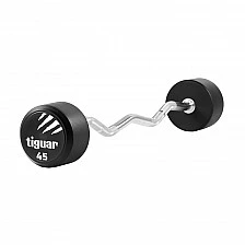 Крива щанга с фиксирана тежест Tiguar Curl PU Barbell 45 kg