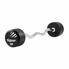 Крива щанга с фиксирана тежест Tiguar Curl PU Barbell 50 kg
