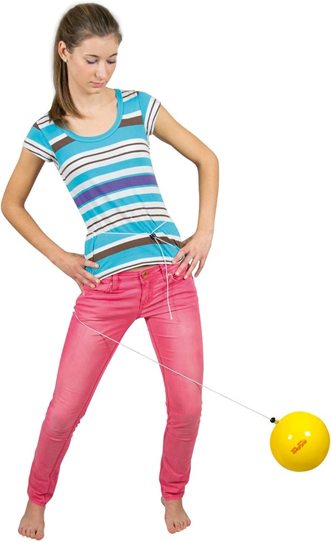 Sport ball f20cm - yellow with elastic band