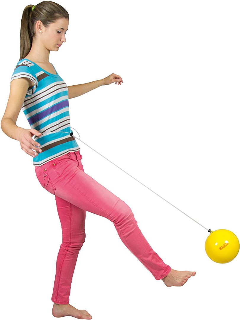 Sport ball f20cm - yellow with elastic band
