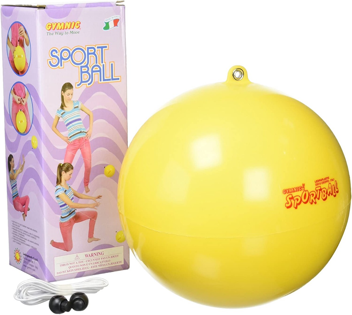 Sport ball f20cm - yellow with elastic band