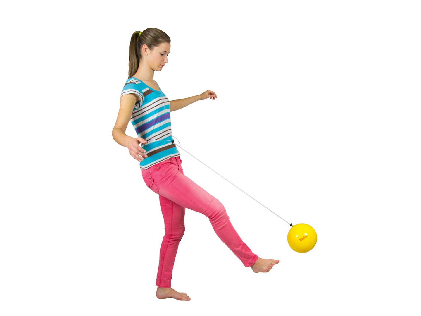 Sport ball f20cm - yellow with elastic band