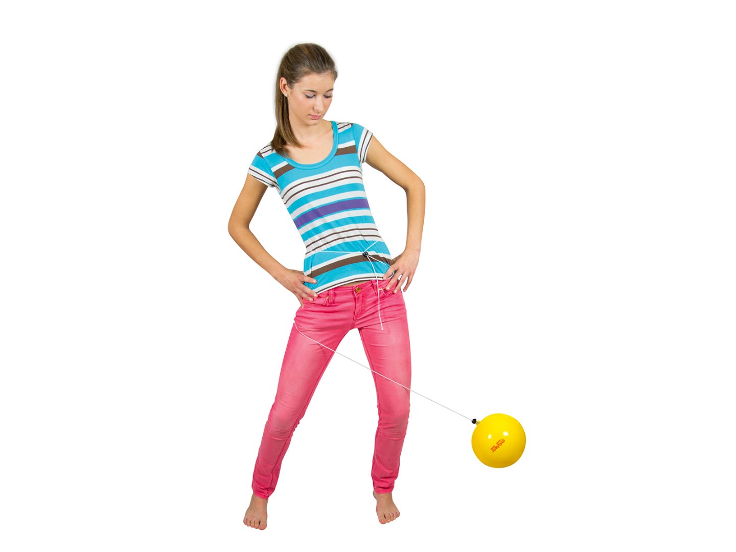 Sport ball f20cm - yellow with elastic band