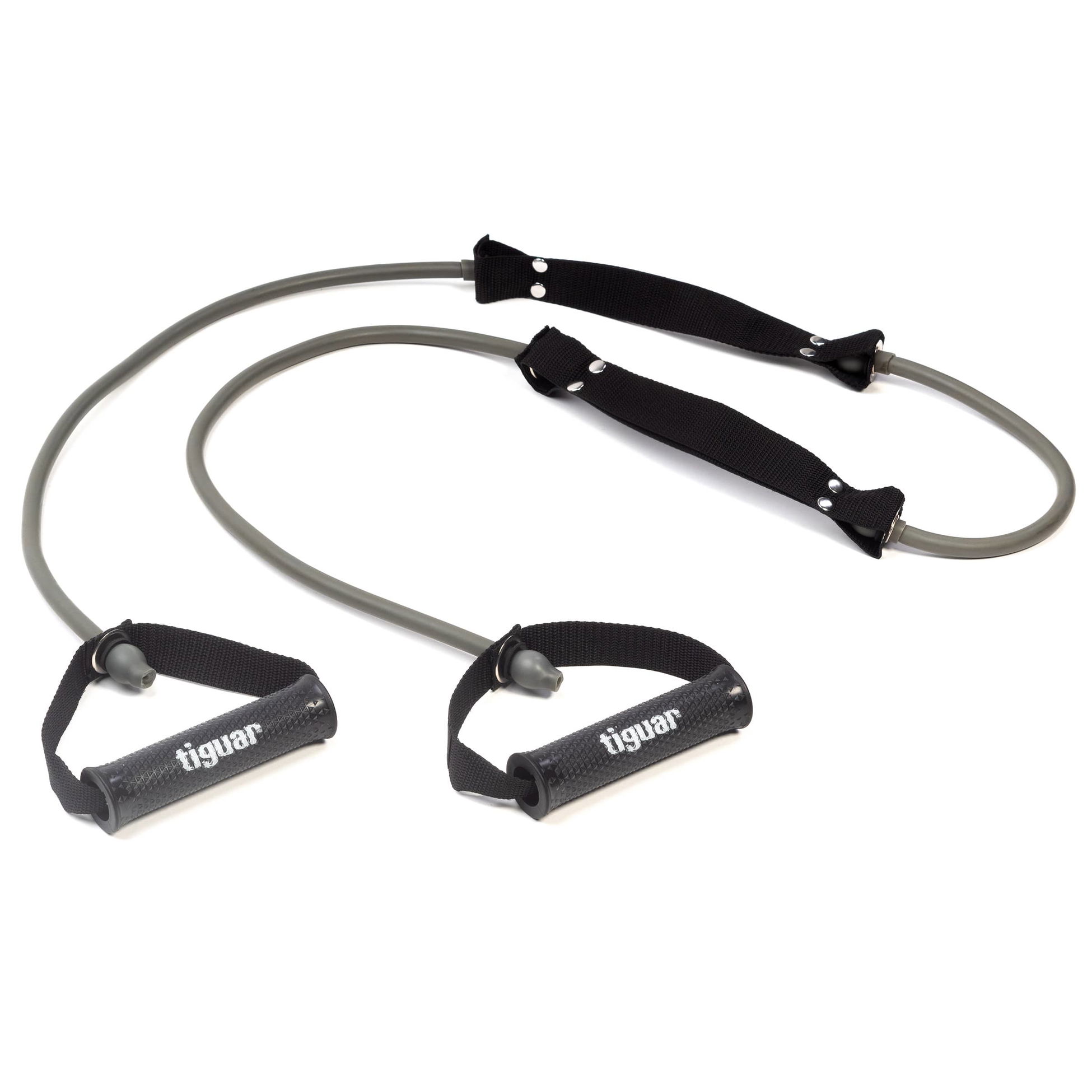 Фитнес ластик с дръжки Tiguar Double Tube 2.0. (Hard - Grey)