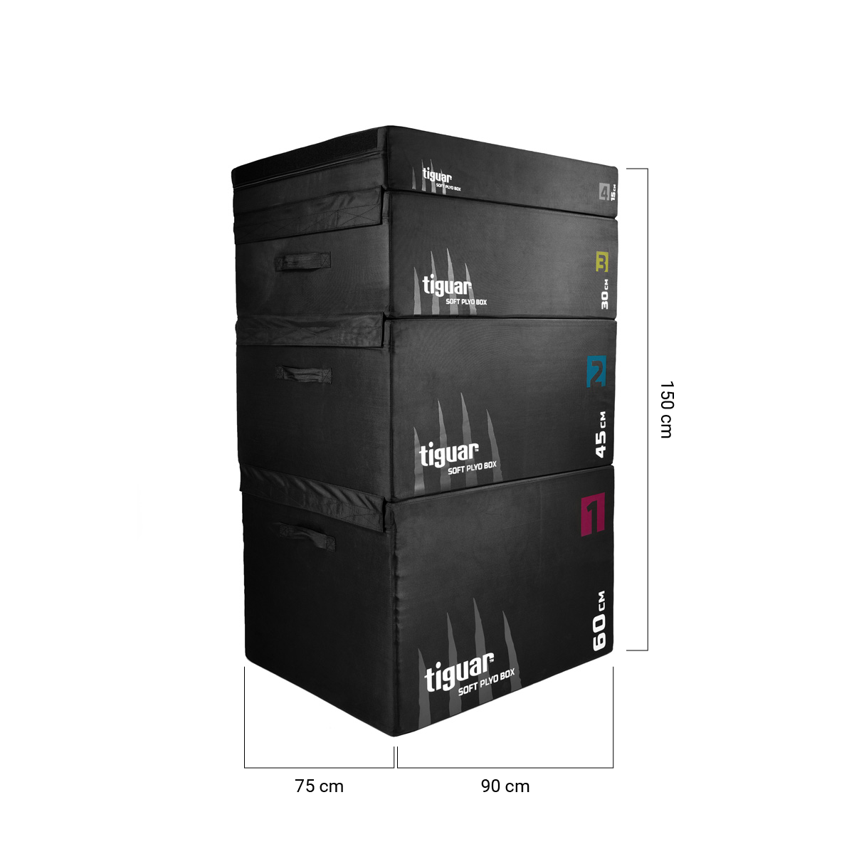 Плиометрична кутия Tiguar Plyo Soft Box V2 (1 × 15 cm Box, 1 × 30 cm Box, 1 × 45 cm Box, 1 × 60 cm Box)