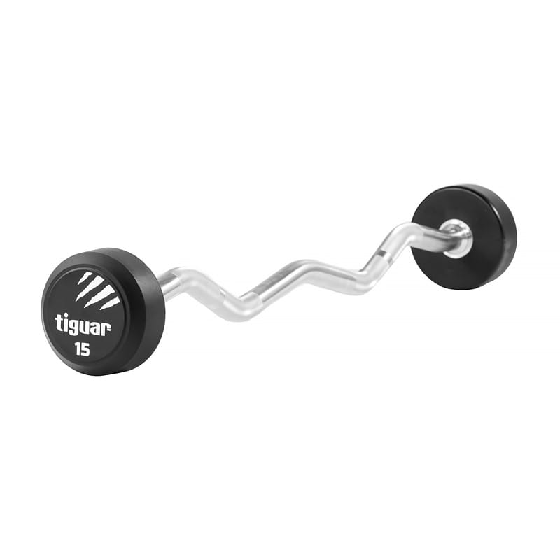 Крива щанга с фиксирана тежест Tiguar Curl PU Barbell 15 kg