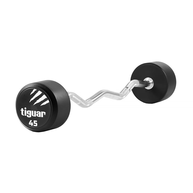 Крива щанга с фиксирана тежест Tiguar Curl PU Barbell 45 kg