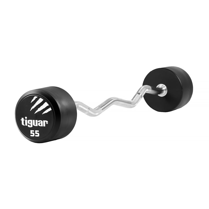 Крива щанга с фиксирана тежест Tiguar Curl PU Barbell 55 kg