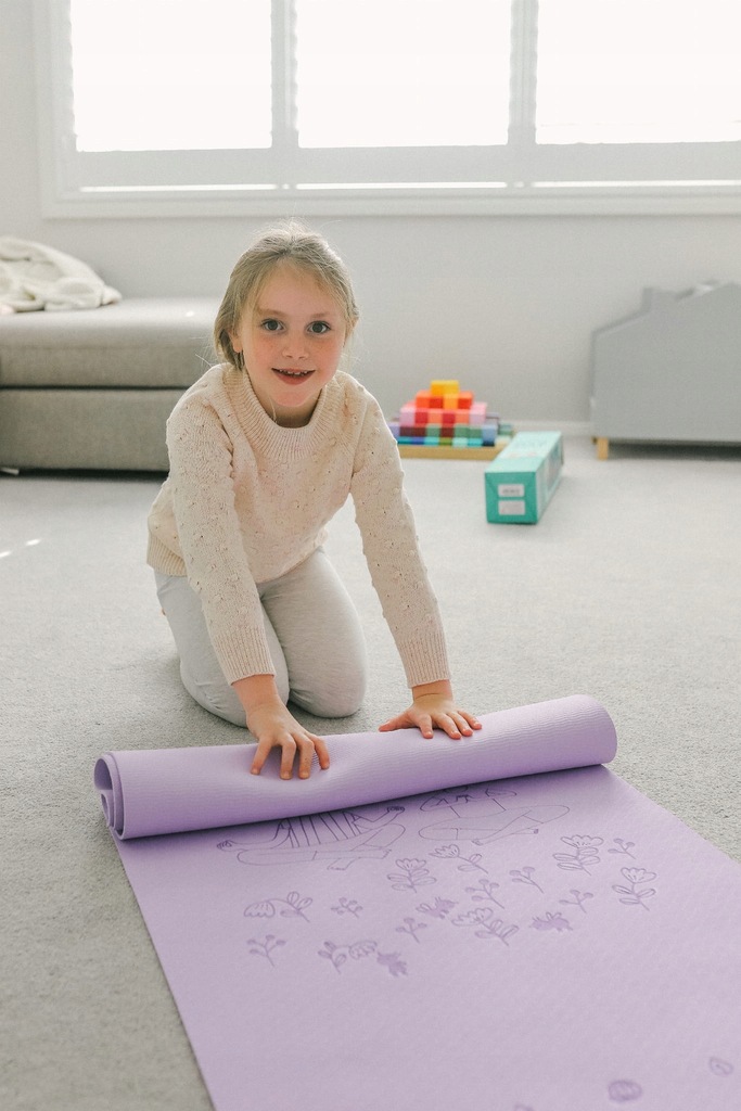 Yoga mat for children 61 x 150 cm, Purple